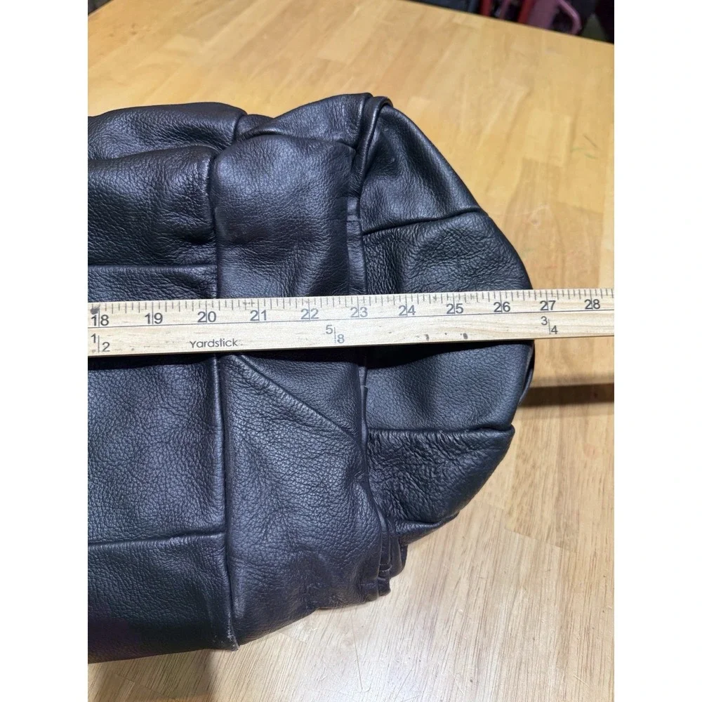 Vintage Mexican Genuine Leather Duffel Bag Black Patchwork Weekender 28
